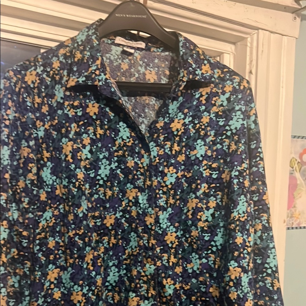 Coldwater Creek Floral Blouse - Blue and Yellow